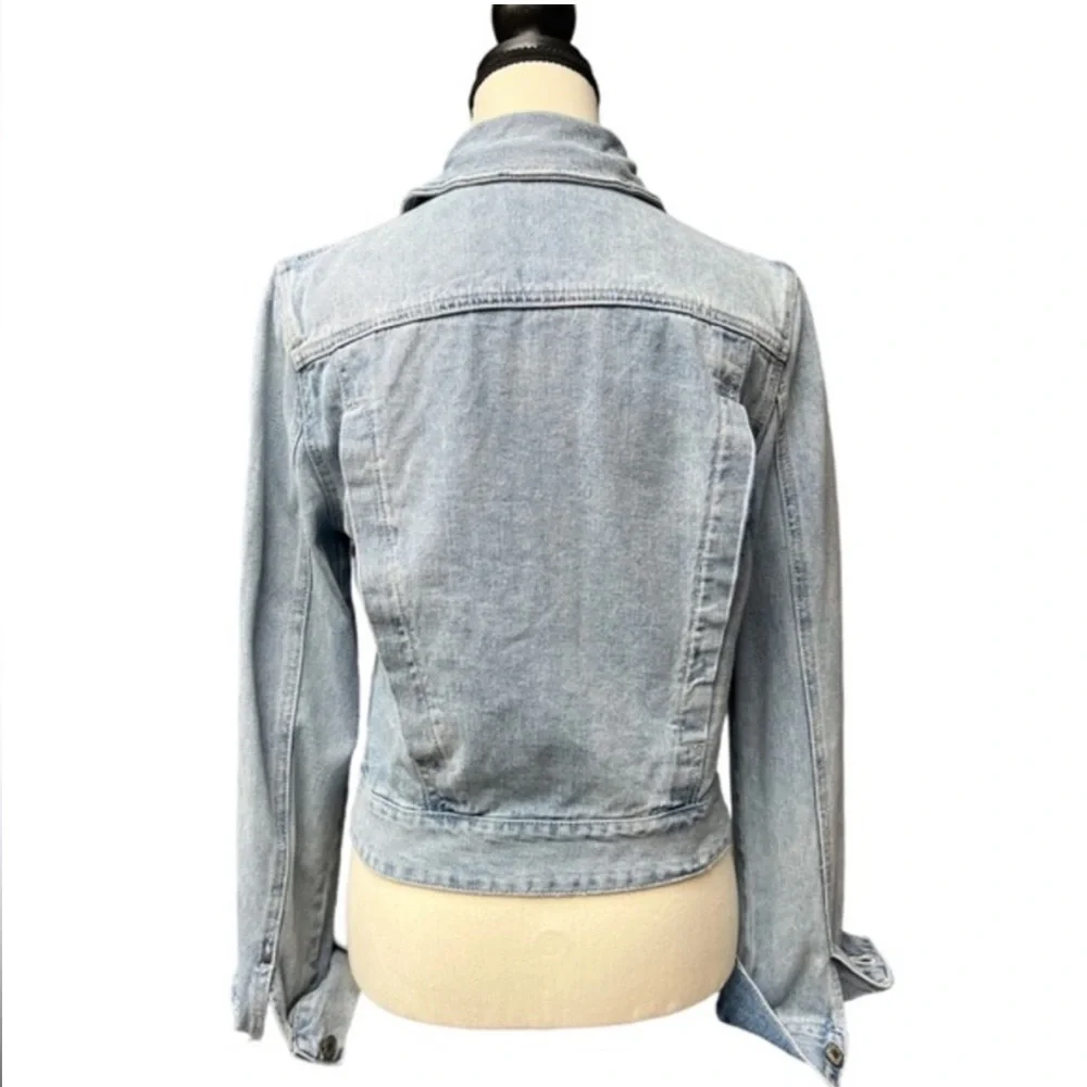 FREE PEOPLE denim jacket western button down denim small boho - Picture 3 of 11